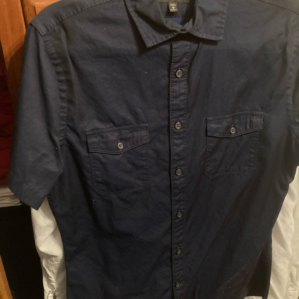 Express Blue Casual Button Down Shirt